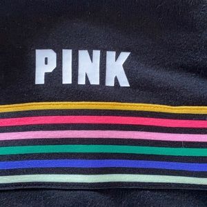 Rainbow striped pink hoodie